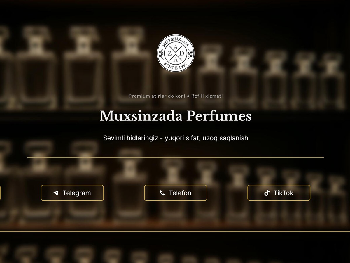 Muxsinzada Perfumes website